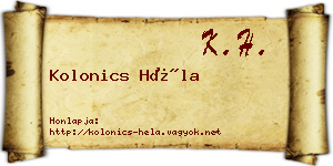 Kolonics Héla névjegykártya